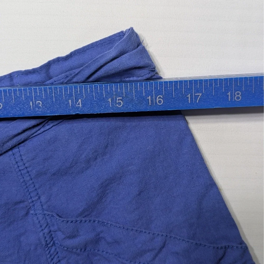 Maeve Anthropologie Blue Linen Blend Button‎ Front Tie Waist Midi Skirt Size 12
